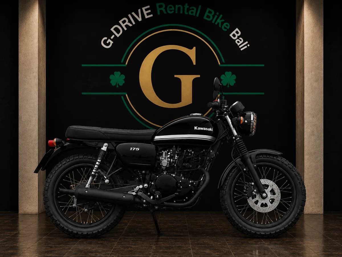 Kawasaki W175 Black rental in Bali — big bike rental Bali
