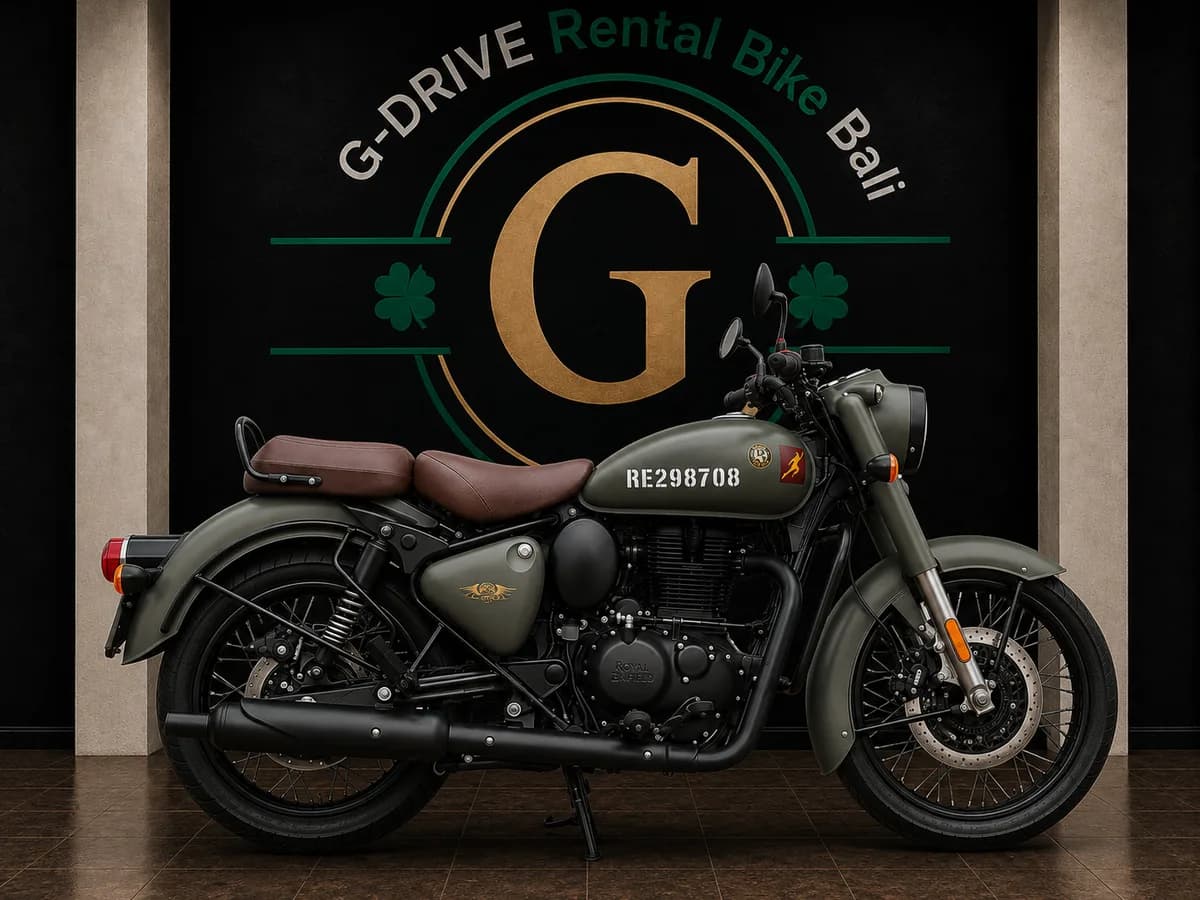 Royal Enfield 350 ABS Army Green rental in Bali — big bike rental Bali