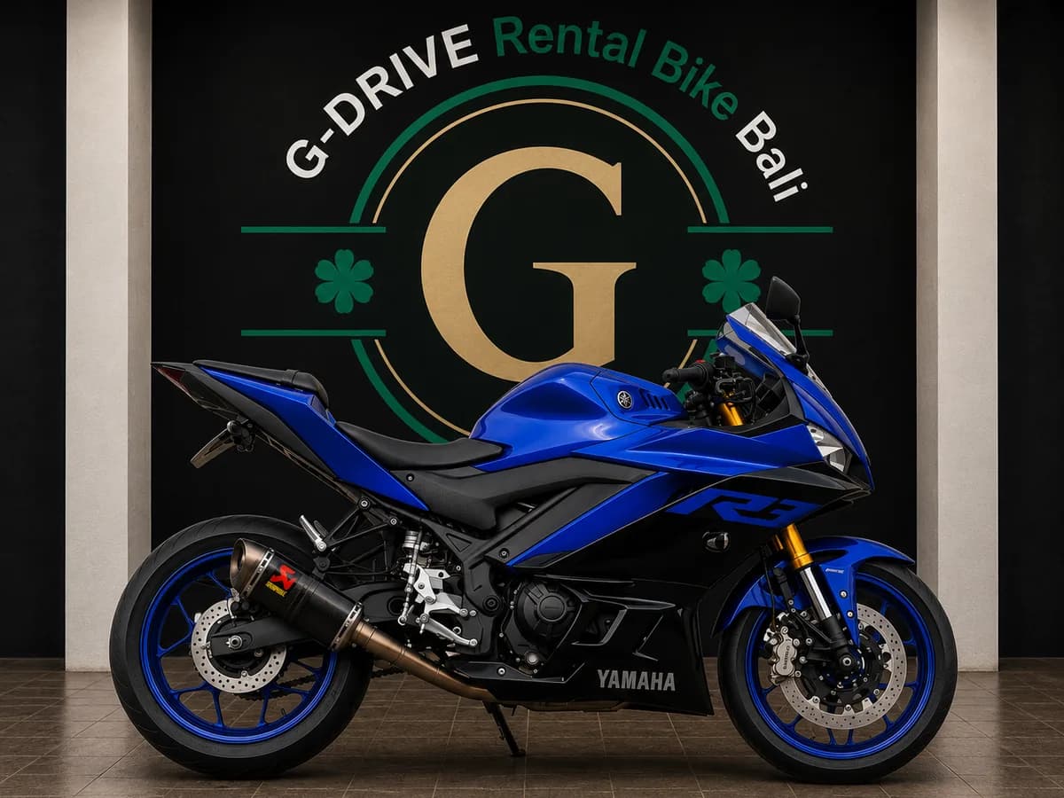 Yamaha R3 320cc Blue ABS rental in Bali — sport bike rental Bali